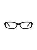 BRITTANY BRITTANY P6 slim rectangle sunglasses in black acetate with triple-pin rivets, front view