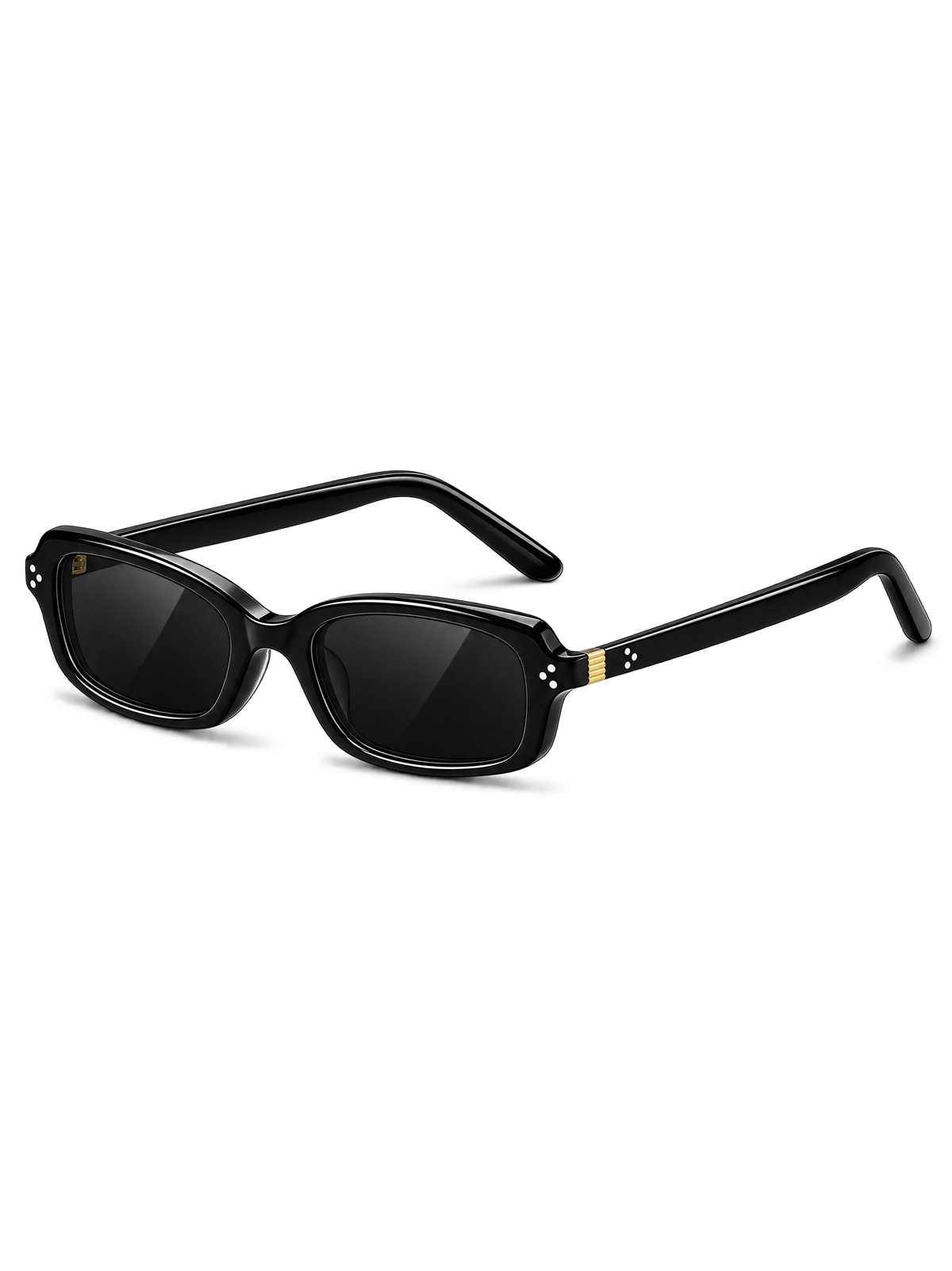 BRITTANY BRITTANY P6 slim rectangle eyewear in black acetate, styled view