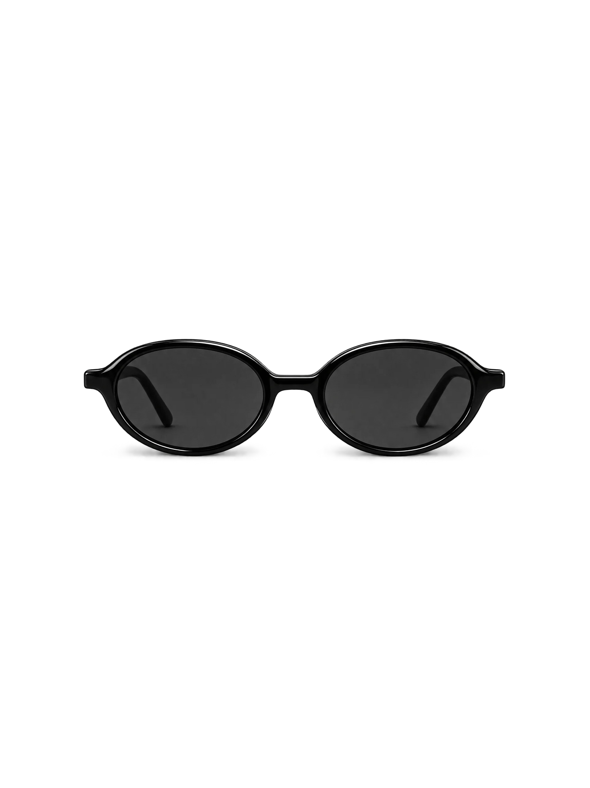 BRITTANY BRITTANY P3 slim oval sunglasses in black acetate with dark lenses, front view