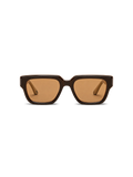 AP SIGNATURE sunglasses in chocolate-brown and cream acetate with amber lenses, front view