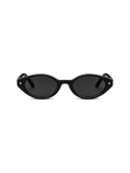 Oval black sunglasses with dark lenses and small silver star details on the temples, shown against a plain white background. PULERA